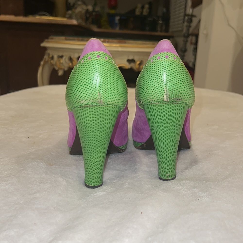 Marc jacobs womens heels size 41 purple green and tan bow - Picture 4 of 6